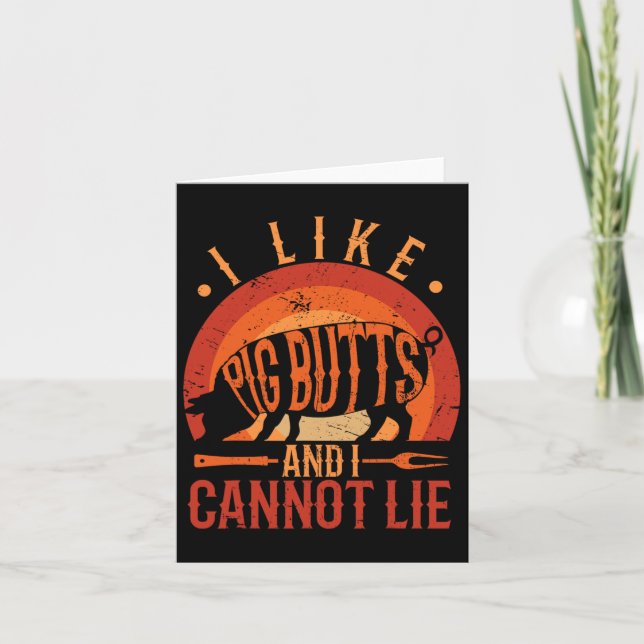 Silhouette Bbq Grill, jag tycker om Gris-knölar oc Kort (Framsida)