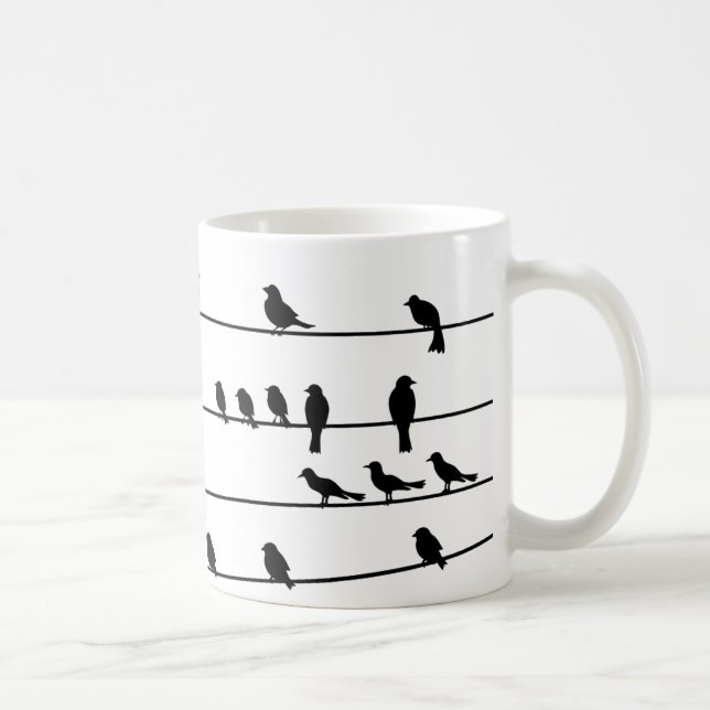 Silhouette Birds på Wires Kaffemugg (Höger)