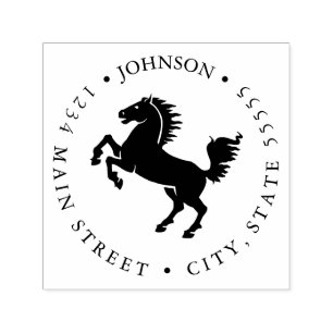 Silhouette Black and White Horse Return Label Self Självfärgande Stämpel