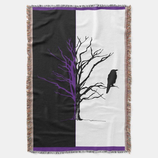 Silhouette Black Bird Raven Filt (Framsidan Vertikal)