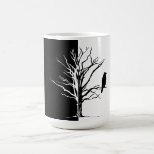 Silhouette Black Bird Raven Kaffemugg