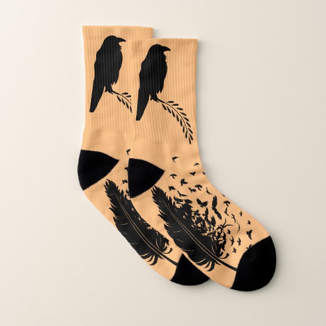 Silhouette Black Bird Raven Socks Strumpor (Par)