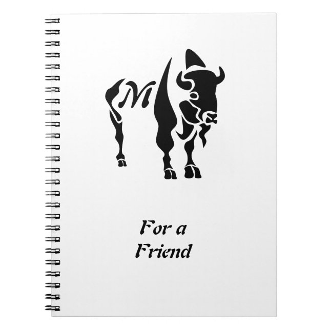 Silhouette Black Buffalo Monogram Anteckningsbok (Framsidan)