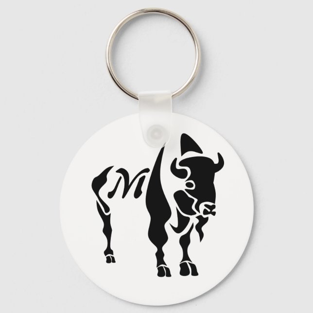 Silhouette Black Buffalo Monogram Nyckelring (Framsida)
