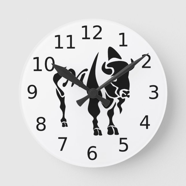 Silhouette Black Buffalo Monogram Rund Klocka (Framsida)