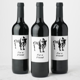 Silhouette Black Buffalo Monogram Vinflaska Etikett