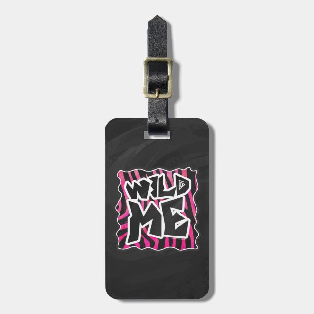 Silhouette Black och Shock rosa Zebra Bagagebricka (Vertikal Framsida)