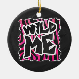 Silhouette Black och Shock rosa Zebra Julgransprydnad Keramik