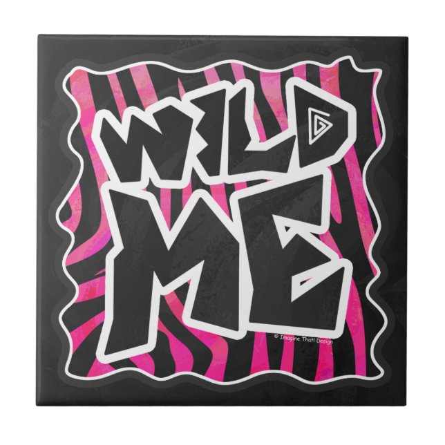 Silhouette Black och Shock rosa Zebra Kakelplatta (Framsidan)