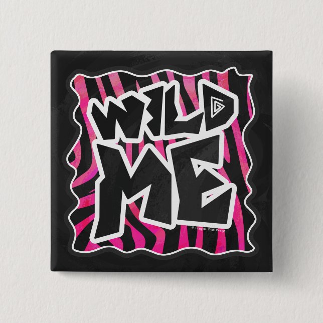 Silhouette Black och Shock rosa Zebra Knapp (Framsida)