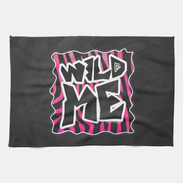 Silhouette Black och Shock rosa Zebra Kökshandduk (Horisontell)