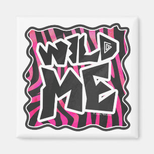 Silhouette Black och Shock rosa Zebra Magnet