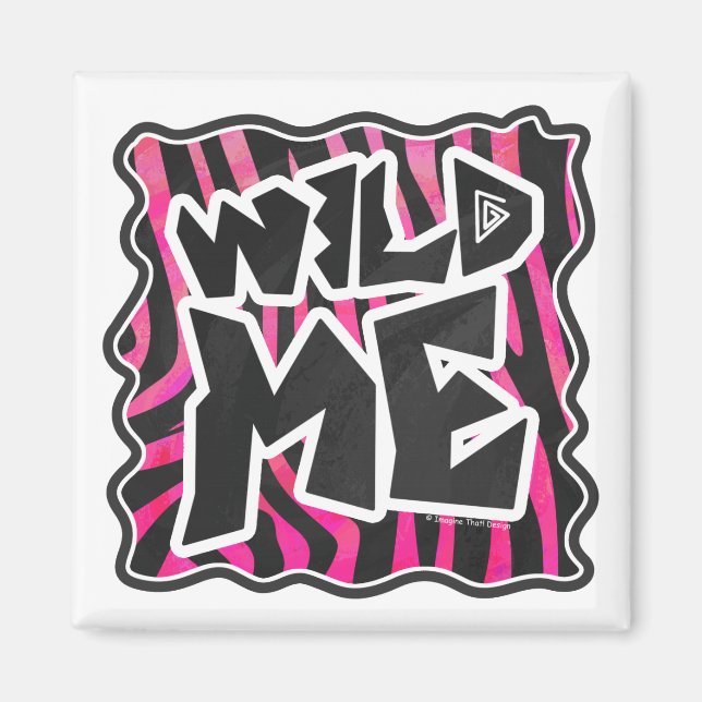 Silhouette Black och Shock rosa Zebra Magnet (Framsidan)