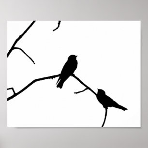 Silhouette Black & White Sväljer Pair Poster