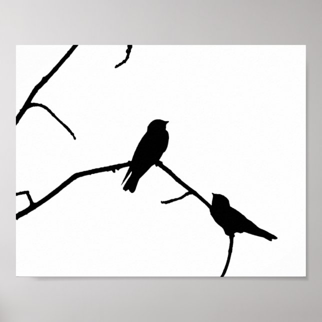 Silhouette Black & White Sväljer Pair Poster (Framsidan)