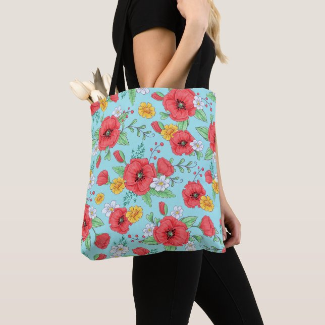 Silhouette Blommigt Fantasy Cosmetic Bag Tygkasse (Närbild)