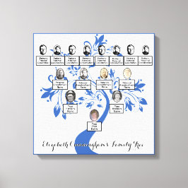 Silhouette Blue Blommigt Träd Fyra Generation-foto Canvastryck