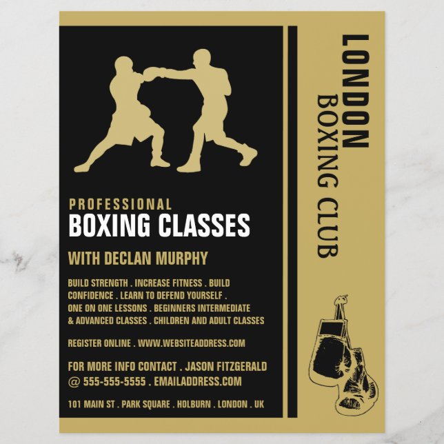 Silhouette Boxing Match, Boxing Class Advert Flyer (Framsidan)