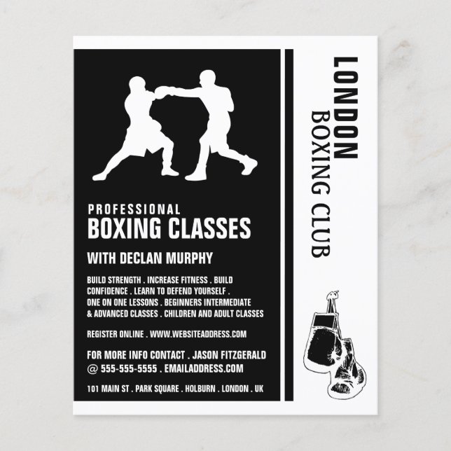 Silhouette Boxing Match, Boxing Class Advert Flyer (Framsidan)