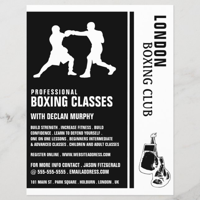 Silhouette Boxing Match, Boxing Class Advert Flyer (Framsidan)
