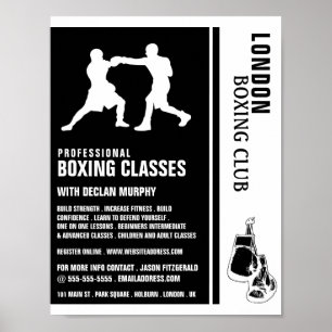 Silhouette Boxing Match, Boxing Class Advert Poster