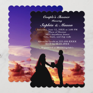 Silhouette Bride & Groom Sunset Par Shower Inbjudningar
