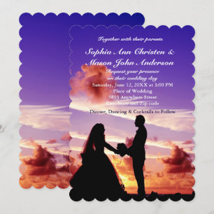 Silhouette Bride & Groom Sunset Wedding bjudande Inbjudningar