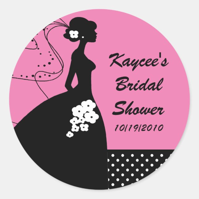 Silhouette Bride Möhippa Sticker Runt Klistermärke (Framsida)