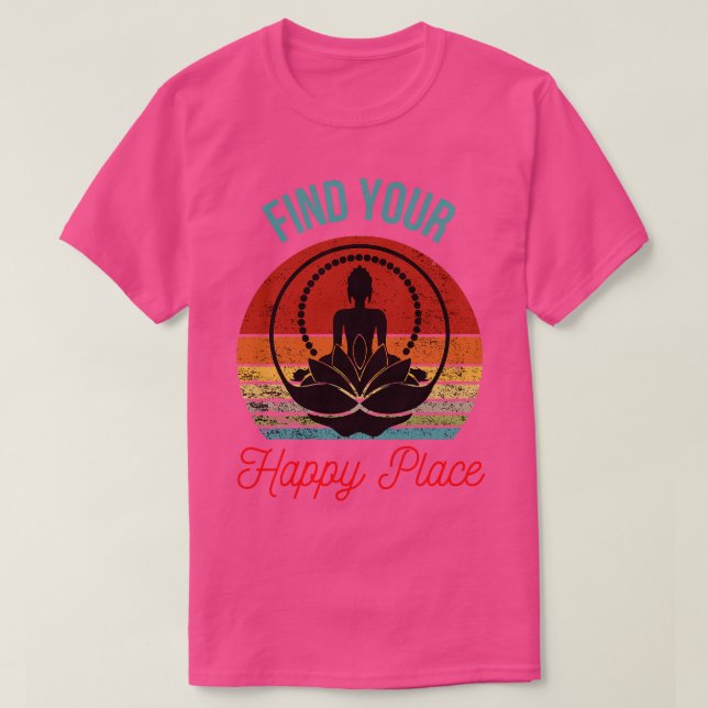 Silhouette Buddha i Lotus Flower Hitta din Zen T Shirt (Design framsida)