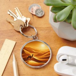 Silhouette camel sunny Egypten hett mellan östern Rund Silverfärgad Nyckelring