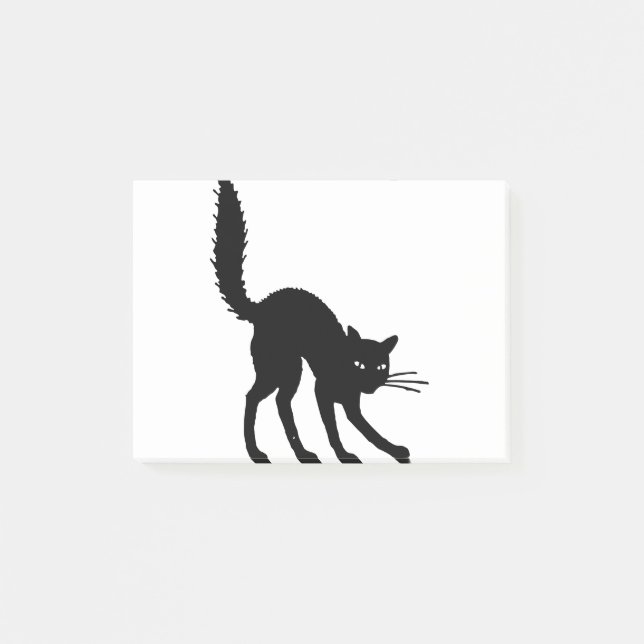 Silhouette Cat Halloween Black Cat Skrämt Arg Post-it Block (Framsida)