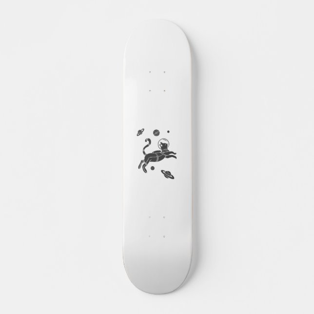 Silhouette Cat in space - Välj bakgrund färg Mini Skateboard Bräda 18,5 Cm (Framsida)