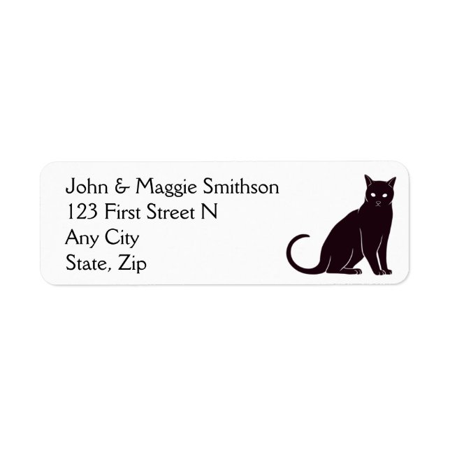 Silhouette Cat Pet Animal Anpassningsbar Returadress Etikett (Framsidan)