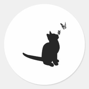 Silhouette Cat Runt Klistermärke