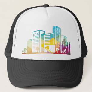 Silhouette cityscape byggnad ikon färg City Keps