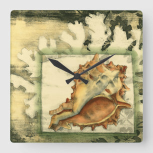 Silhouette Conch-Snäcka Fyrkantig Klocka