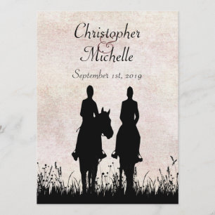 Silhouette  Couple Horse Bröllop Inbjudningar