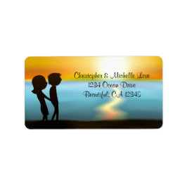 Silhouette Couple Sunset Beach Adress Adressetikett