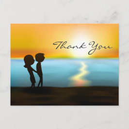 Silhouette Couple Sunset ~ Sunrise Beach Tack Vykort