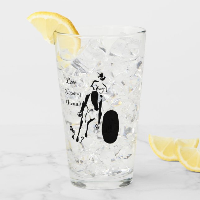 Silhouette Cowgirl Barrel Tävla Glaskopp (Framsida Ice)