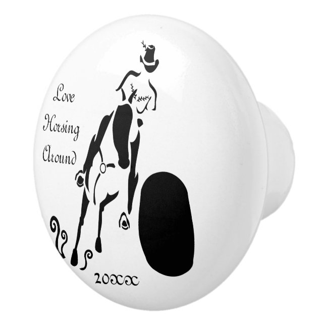 Silhouette Cowgirl Barrel Tävla Knopp (Höger)