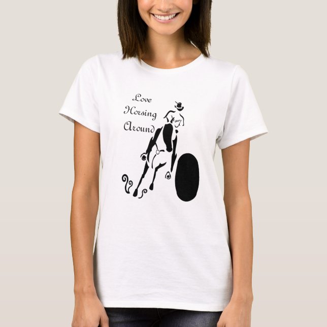 Silhouette Cowgirl Barrel Tävla T Shirt (Framsida)