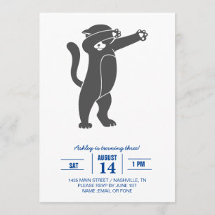 Silhouette Dabbing-katt - Välj bakgrund färg Inbjudningar
