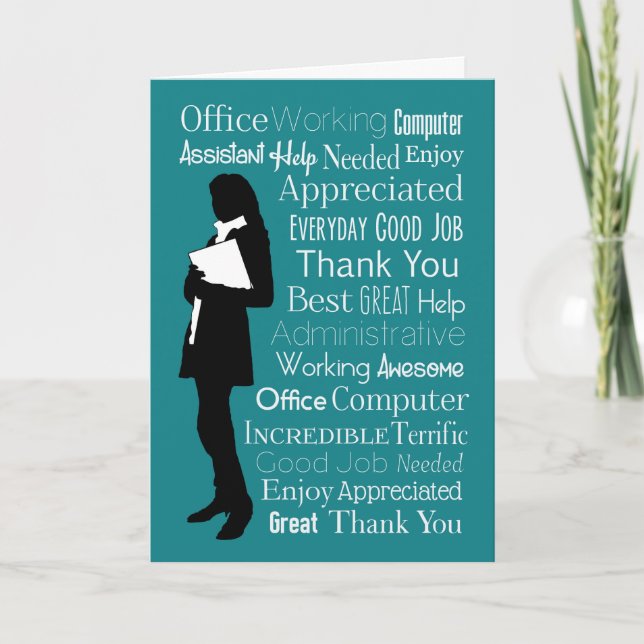 Silhouette Dam med Typografiskt Ord Tack Kort (Framsida)