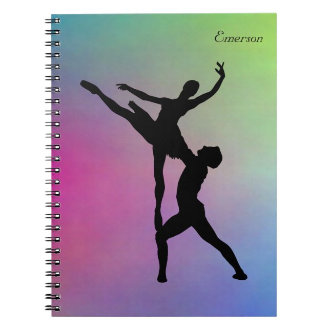Silhouette Dance Modern Rainbow Färg Background Anteckningsbok (Framsidan)
