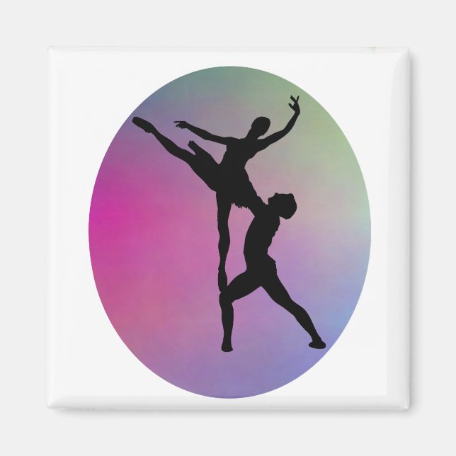 Silhouette Dance Modern Rainbow Färg Background Magnet (Framsidan)