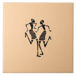 Silhouette Dancers African Art Kakelplatta