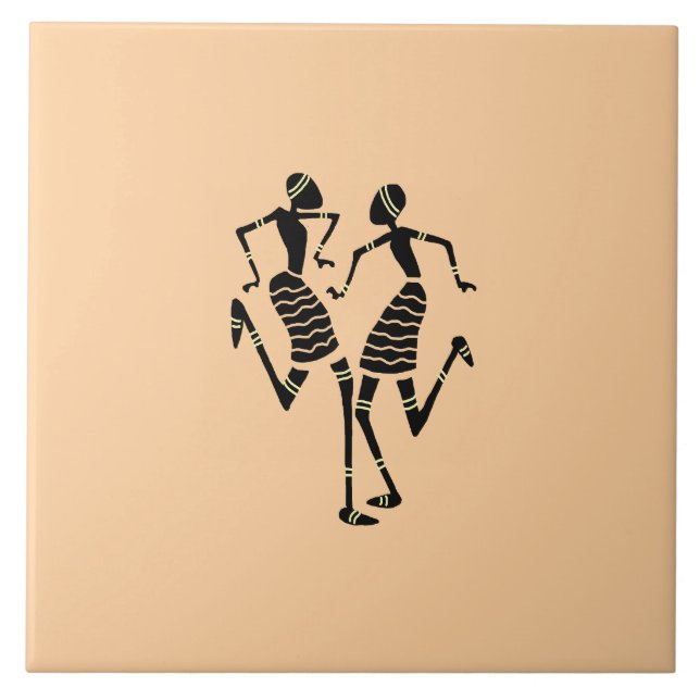 Silhouette Dancers African Art Kakelplatta (Framsidan)