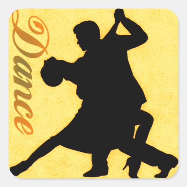 Silhouette Dancing Couple Fyrkantigt Klistermärke (Framsida)