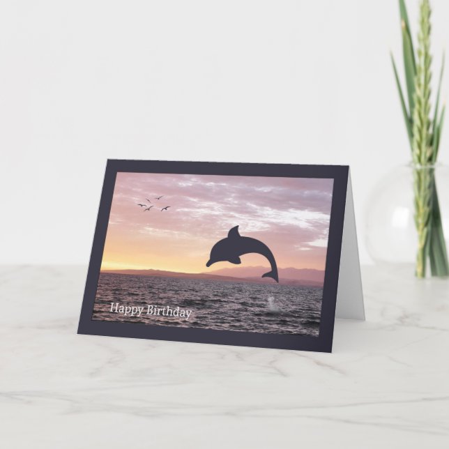 Silhouette Dolphin i havets födelsedagskort Kort (Framsida)